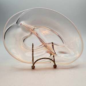 Fostoria Seascape Pink Coral Sand Relish Dish 9" Two Part Opalescent MCM Vintage